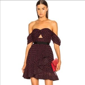 Self-Portrait Plumetis Mini Dress with Red Dot